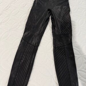 SPANX Black Textured  Leather Leggings